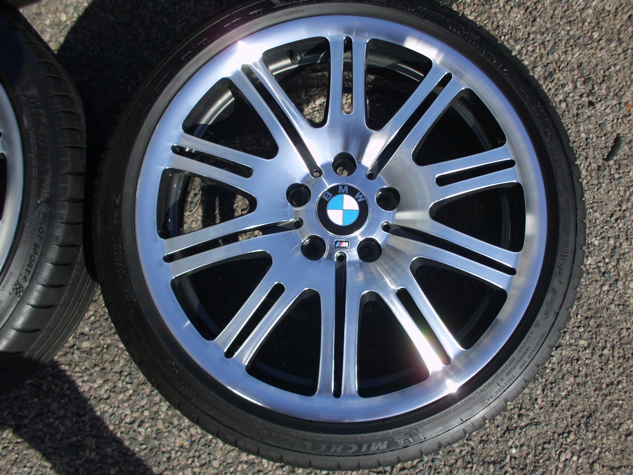 USED 19" GENUINE BMW FORGED STYLE 67M E46 M3 POLISHED ALLOY WHEELS,WIDE REAR,FULLY REFURBED INC EXCELLENT TYRES